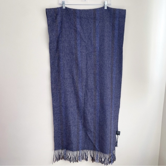 Baby Alpaca Scarf Tejidos Jose Cotacachi Ecuadorian Hand Knit striped blue grey - Picture 8 of 8